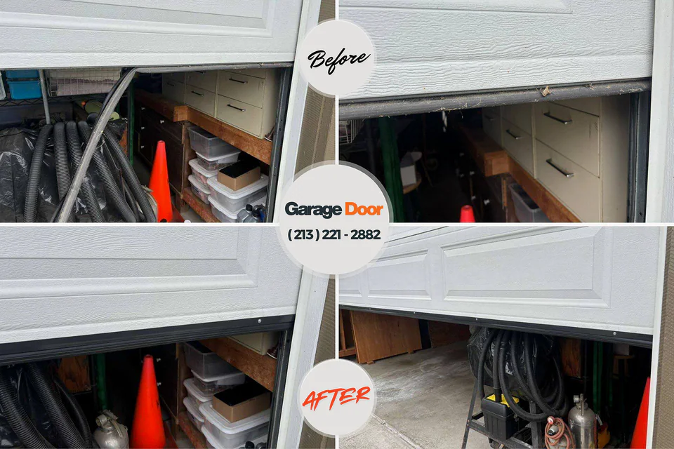 Before and after: garage door repair McMillin, WA